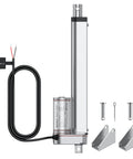 12V Linear Actuator, 160 Lbs, 750N, 8 Inch 200 mm Travel, IP54 Waterproof, shown with mounting brackets and wiring