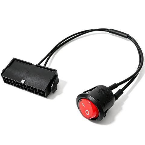 24 Pin ATX PSU Power On Off Switch Cable For PC Testing And Jump Start Female 24Pin Connector 57 Cm Long 22 Inches 18 AWG Copper Wire Build Easy Toggle Accessory For Motherboards And Power Supplies, red toggle switch