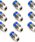 Ten pack of Six Millimeter To One Eighth Inch NPT Push To Connect Air Fittings Male Straight Quick Connect Pneumatic Fittings