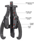 Front view of 3 Jaw Inner Bearing Puller For Auto And Motorcycle Gear Removal With Reversible Jaws Pro Grade Heavy Duty Pilot Bearing Extractor.