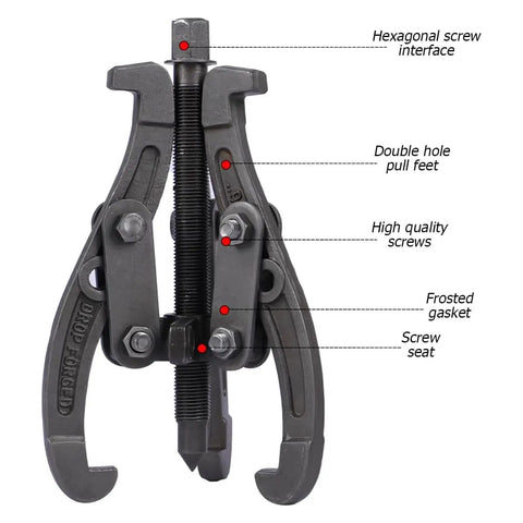 Front view of 3 Jaw Inner Bearing Puller For Auto And Motorcycle Gear Removal With Reversible Jaws Pro Grade Heavy Duty Pilot Bearing Extractor.