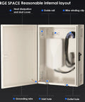 Killin Electric Vehicle Charger Enclosure Lock Box Wall Mount with key combo lock, showing internal layout and features.