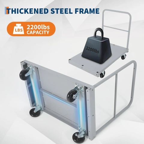 Heavy Duty Steel Panel Cart 36x24 Inch Platform Truck 2 In 1 Industrial Grade With 2200 Lbs Capacity Drywall Dolly Removable Side Rails