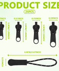 24 Piece Universal Zipper Repair Kit With Four Sizes Double Sided Sliders And Pull Tabs For Backpacks Jackets Coats Tents