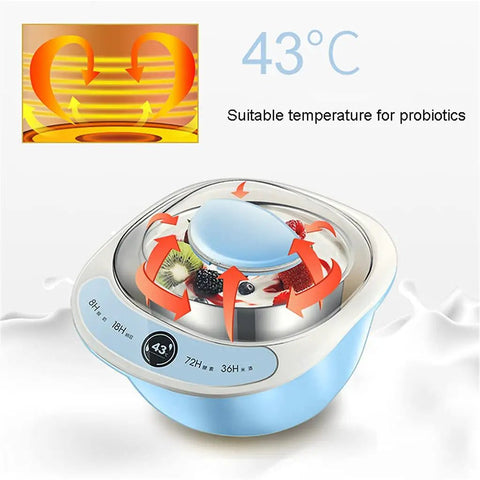 Fully Automatic Yogurt Maker With Stainless Steel Inner Tank And Precision Heating Delivers No Sweat Fresh Dairy Creations Daily. Temperature display and swirling motion.