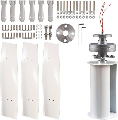 Vertical Axis Wind Turbine Kit 20000W Low Noise Home Wind Power Generator 3 blades, assembly parts for 3 Phase AC 12V 24V 48V 220V