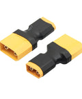 Dual XT60 to XT90 Male Connector Converter Set For RC LiPo Batteries And Accessories, 3-piece pack showing gold-plated connectors