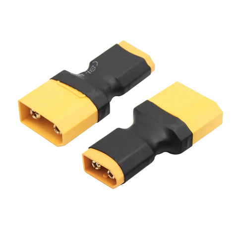 Dual XT60 to XT90 Male Connector Converter Set For RC LiPo Batteries And Accessories, 3-piece pack showing gold-plated connectors