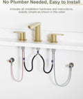 Top Shelf Brushed Gold 3 Hole 8 Inch Widespread Bathroom Sink Faucet Built Dang Solid For Zero Leak Reliability And Flows Smooth As Butter Straight Out The Box showing installation detail.