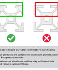 Comparison image depicting correct vs incorrect aluminum profile fitting for 26 Piece 4040 Series Aluminum Extrusion Corner Angle Brackets With Premium T Slot Nuts Fasteners Compact Wrench For Heavy Duty Machine Build Kit Badass Durability Rig.