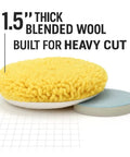 Front view of 7.5 Inch Wool Polishing Pads 2-Pack for Cars Boats RVs, Blended Wool Buffing Pads With Hook And Loop Backing