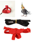 Lightweight Bird Harness Leash For Small To Medium Birds With Anti Bite Safety, Adjustable Flying Harness, Red Color, Secure Fit