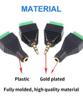 8 Piece 3.5mm Stereo Audio Jack To Av Terminal Adapter Kit Built Like A Tank With Gold Plated Copper Contacts showing quality connectors.