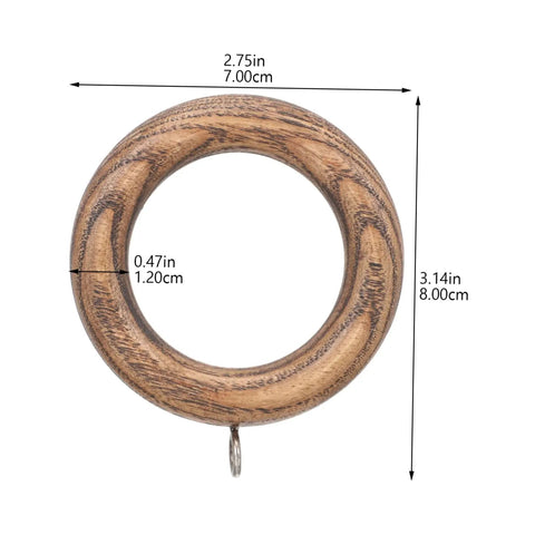 Wooden Curtain Rod Rings 2 Piece Set Durable Multipurpose Curtain Hanging Rings for Roman Poles With Smooth Glide Hooks
