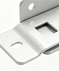 Close-up of Heavy Duty L Shaped Metal Furniture Joint Bracket with quick fitting locking clip corner brace, showing mounting holes.
