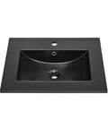 24 Inch Ceramic Vanity Top Matte Black With Top Mount Sink Bowl Single Faucet Hole Scratch Resistant Non Porous Surface