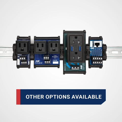 IMACP02 Duplex Three Prong Modular Outlet DIN Rail Mount AC Receptacle Black for 120V 15A NEMA 5 15P in electrical panels