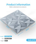Decorative 2x2 Glue Up Ceiling Tile Floral Gray Pack of 12, showing size 23.6x23.6 inches and PVC material details.