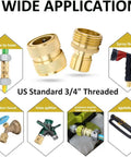 Full Flow Brass Garden Hose Quick Connect Fittings Set Built Heavy Duty With Full Port Brass Construction shown with hose uses