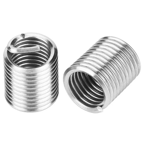Ultimate M10x1.5 Thread Repair Kit Includes Twisted Drill Tap Wrench Plus 12 Premium Stainless Steel Helicoil Inserts For Fixing Stripped Threads In Cars And Heavy Duty Equipment That Lasts The Distance. Stainless steel threaded inserts for M10x1.5 thread repair, two angles