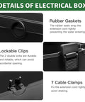Heavy Duty Outdoor Electrical Box Waterproof IP54 Weatherproof Cord Cover With Seven Cable Seal Entries, detailed features view