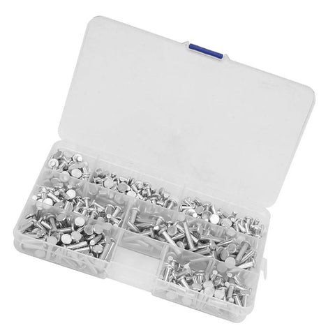 Rivet Hammer And Aluminum Flat Rivets Kit, 350 Piece Assortment in plastic storage box, rustproof aluminum fasteners for projects