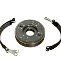 Brake assembly for Case IH tractors: metal drum with splined hub and two curved shoe assemblies