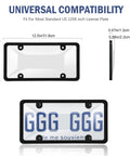 Two Pack Matte Clear License Plate Covers And Frames Set With Screws Caps For Front And Rear Cars, ABS Plastic Detail View