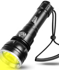 Yellow Underwater Dive Light For Scuba And Spearfishing With Beast Bright 3000 Lumen Waterproof Flashlight, black body, yellow beam
