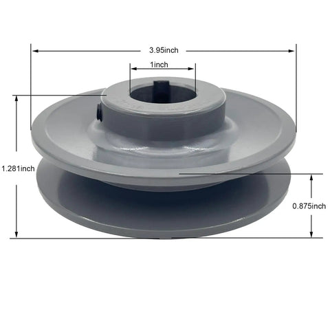 Cast Iron V Belt Pulley Built Tough, 1 Inch Bore, 3.95 Inch Outer Diameter, 1 Groove For A AX B BX 4L 5L Belts, Motor Pulley Sprocket, Static Balanced, Rust Resistant Finish, Includes 2 Screws
