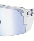 Straight Up Photochromic Safety Sunglasses With Polarized Optics And Ultraviolet Shielding Featuring Lockdown Side Grips For Unmatched Eye Comfort On Road Trips Or Handyman Missions, clear shield with a light tint.