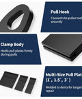 Universal Auto Body Pull And Weld Clamp Set 7Pcs features powder coated steel pull hook and multi-size pull plates.