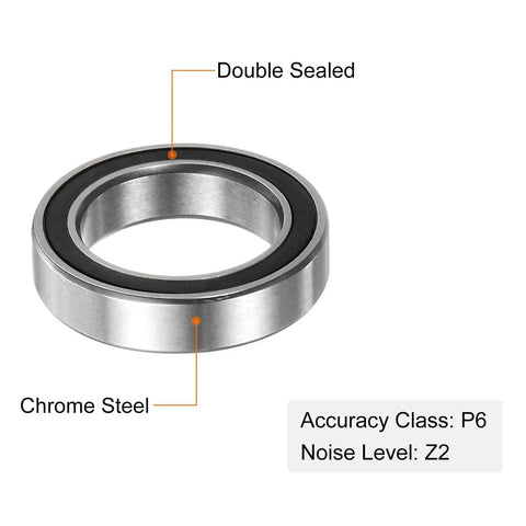 Deep Groove Ball Bearing Set 12 x 18 x 4mm With Double Rubber Seal Chrome Steel Black 4 Pack, shown double sealed and chrome steel