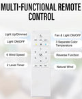 Multi-functional remote control for Super Quiet 52 Inch Ceiling Fan With Lights And Remote, Low Profile Flush Mount Modern Wood Fan