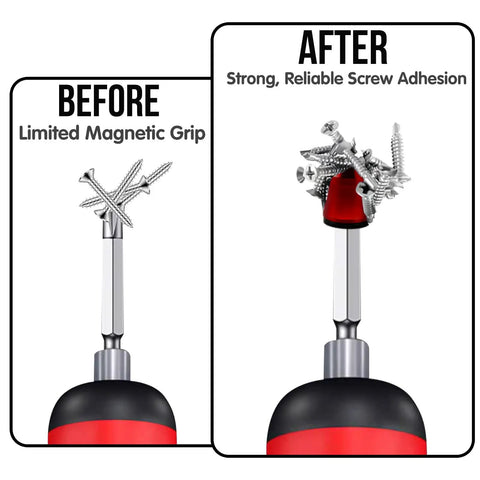 Before and after using Three Piece Magnetic Screw Ring Set For Drills And Power Tools Super Handy Removable Alloy Screw Holder