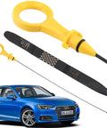 Engine Oil Level Dipstick Indicator For 2008-2013 Audi A3 2.0T showing yellow handle and metal dipstick near blue Audi