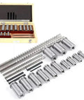 Pro Grade Keyway Broach Set For Lathe 22 Pc HSS Broaching Kit With Collared Bushings And Shims open box view