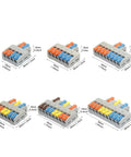 Heavy Duty Quick Push In Wire Connectors With Lever Operated Terminals For Fast Tool Free Splicing Solid Stranded Copper Conductors Flame Retardant Housing Rated 32A And 600V, six-way connector size 50x30x10mm