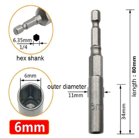 Evenoonest 8 Pc Deep Reach Socket Adapter Kit Made From Hardened Crv Steel With Strong Magnetic Tip For Heavy Duty Screw Removal And Installation Tasks, 6mm bit