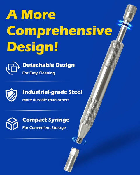 Heavy Duty Grease Fitting Cleaning Tool Zerk Cleaner Hammer detachable design, industrial-grade steel, compact syringe