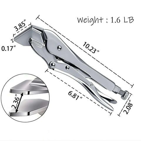 Diagram of Beefy 11 Inch Locking Pliers Spring Loaded Action Anti Rust One Handed Operation Heavy Duty Vise Grips with measurements