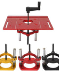 Rugged Adjustable Router Lift Made Of Solid Aluminum With Dual Stainless Steel Rods Runs Smooth As Butter Fits 65mm Trimmers quick under table insert base plate with red lift and clamps