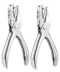 Two Durable 1/4 Inch Single Hole Punchers With 8-Sheet Capacity For Crafts, Steel Construction, perfect for gift tags and scrapbooks.