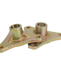 Heavy Duty Steel Alloy Rear Axle Hub Featuring Rock Solid 17T Spline Drive And Three Stud Setup For Off Road Quad Bike and Go Kart Builds with golden coating.