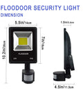 Dimensions of Ultra Bright Outdoor LED Motion Sensor Flood Light 12-24V AC/DC Waterproof Security Lamp 6000K Daylight White 150W