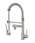 Heavy Duty Single Handle Kitchen Sink Faucet With Pull Down Sprayer Brushed Nickel 304 Stainless Steel Body lead-free design.