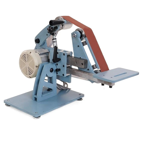 Heavy Duty Electric Belt Sander And Bench Polishing Grinder, Broad 915 By 50 Mm Sanding Belt, side view with motor.