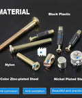 125 Piece 3 In 1 Diy Ready Furniture Connecting Hardware Set hex screws, barrel nuts, cam fittings, black plastic, nickel steel