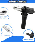 Rivet Drill Adapter Kit For Cordless Drills With Four Rivet Heads 2.4mm 3.2mm 4.0mm 4.8mm Aluminum Alloy Attachment, Easy Quick Change view