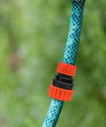 Close-up of Two Pack One Half To Three Quarter Inch Garden Hose Repair Menders Connectors Adapters with ABS plastic construction